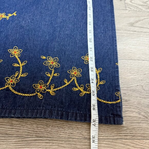 Cervelle Denim Maxi Dress 2 Piece Set Sz L Blue Jean VTG Embroidered Lagenlook - Picture 11 of 16